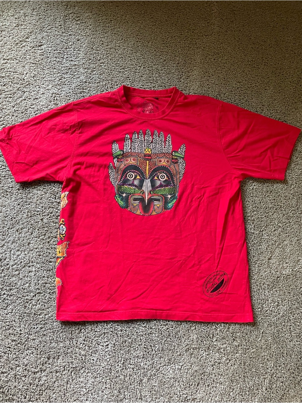 Vodka Men's Red Graphic Shaman Rhinestone Mask Skull Sword Tattoo Print Y2K 3X